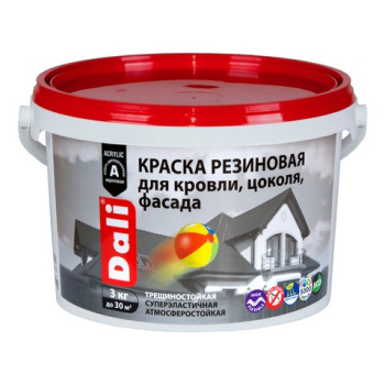 Краска резиновая для кровли цоколя фасада синяя 3 кг DALI *1/12/120