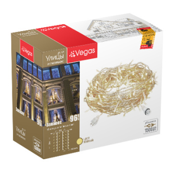 Гирлянда Занавес, 24 В, VEGAS, 1х2 м, 96 ламп, теплый белый, 6 нитей(нужен блок ЕД711)