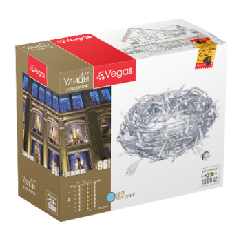 Гирлянда Занавес, 24 В, VEGAS, 1х2 м, 96 ламп, белый, 6 нитей (нужен блок ЕД711)