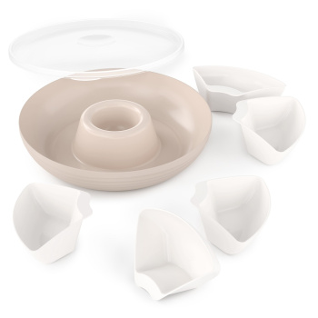 Блюдо пластм. "менажница" "Оазис" d285мм с крышкой М9023  ("Аьлтернатива") *1/9