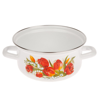 Набор кастрюль эмалированных: 1,5л+2,0л+3,0л рис. "Ласковый май" С-124АП2/4 "Лысьвенские ЭМАЛИ" *1