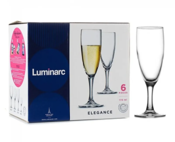 яяяНабор бокалов стекло Luminarc "Elegance" 6шт 170мл д/шамп. P2505 *1/4