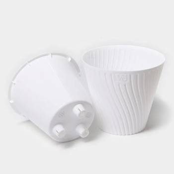 Кашпо пластм. "Луи" 1,2л d верха 140мм h129мм со вставкой Белый AML-1,2-01 ("VipSet") *1/30