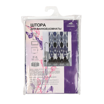 Штора для ванной "Санакс" п/эстер 180*180см "Цветные хризантемы" без колец 01-34 *1/24