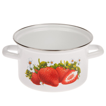 Набор кастрюль эмалированных: 2,0л+3,0л+4,5л рис. "Сочная клубника" С-007АП2/4 "Лысьвенские ЭМАЛИ"*1