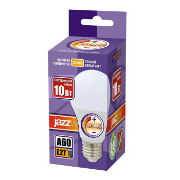 Лампа светодиодная диммируемая 10W Е27 груша 3К теплый A60 JazzWay *1